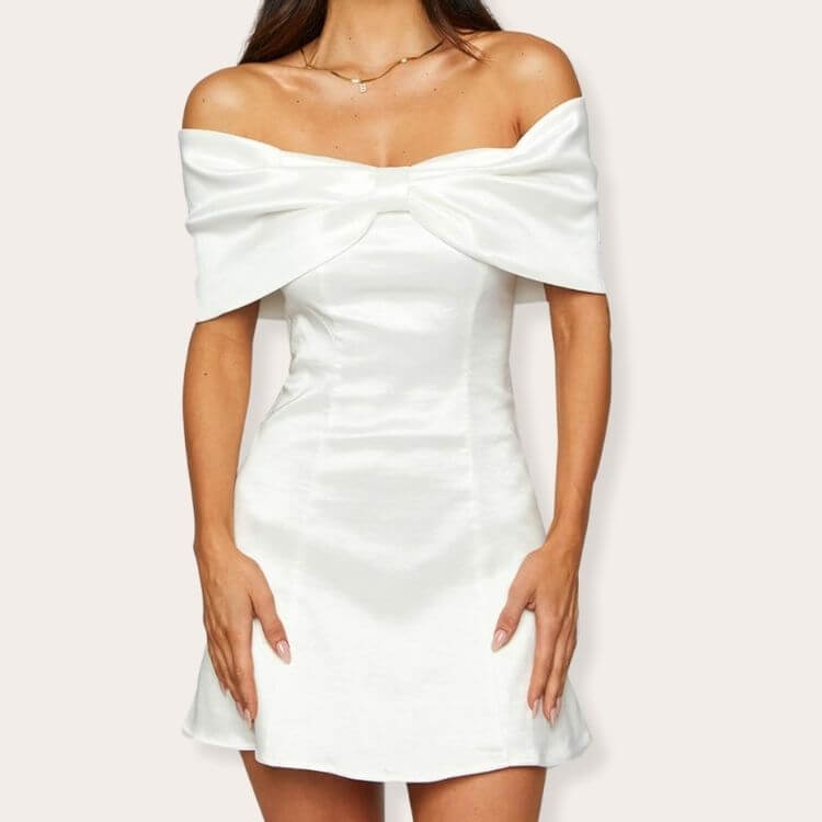 White off-the-shoulder mini dress