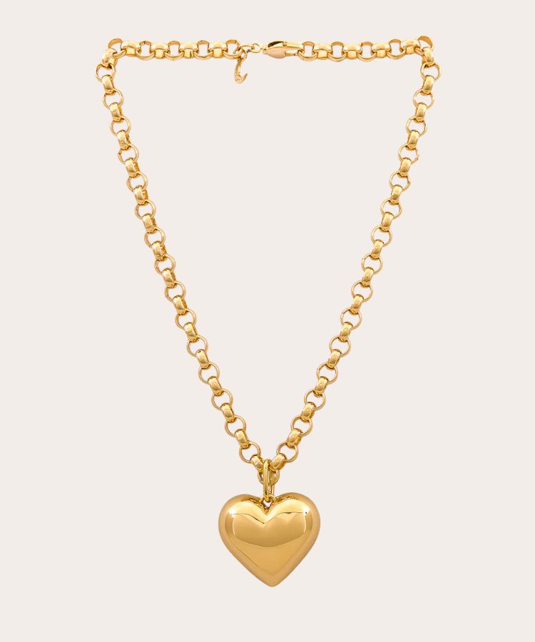 Gold bubble heart pendant necklace from Lili Claspe.