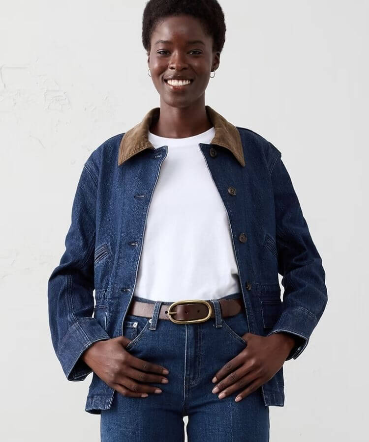 Banana Republic Denim Barn Jacket with utility pockets.